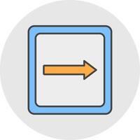 Right Line Filled Light Circle Icon vector