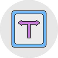 T Junction Line Filled Light Circle Icon vector