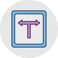 T Junction Line Filled Light Circle Icon vector