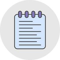 Note Pad Line Filled Light Circle Icon vector