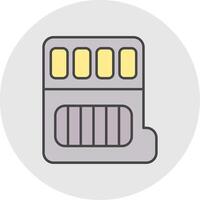 Memory Card Line Filled Light Circle Icon vector