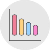 Bar Chart Line Filled Light Circle Icon vector