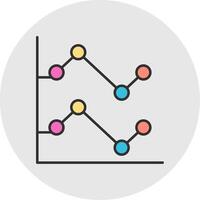 Line Chart Line Filled Light Circle Icon vector