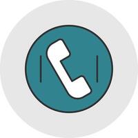 Phone Call Line Filled Light Circle Icon vector