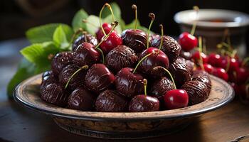 AI generated Freshness and sweetness in a bowl of berries generated by AI photo