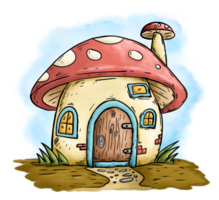 Hand drawn fairy house illustration png