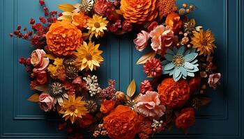 AI generated Autumn leaf bouquet, nature rustic elegance generated by AI photo