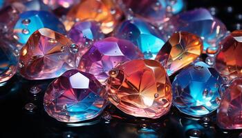 AI generated Shiny gemstone reflects vibrant colors in close up generated by AI photo