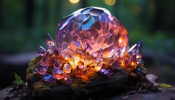 AI generated Shiny gemstone reflects vibrant colors in nature generated by AI photo