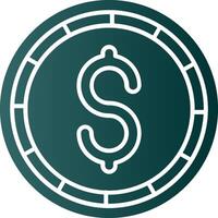 Dollar coin Glyph Gradient Green Icon vector