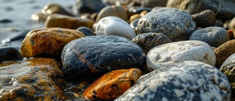 AI generated A Pile of Rocks Sitting on Top of a Beach photo