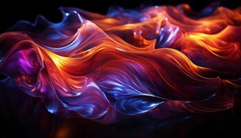 AI generated Glowing flame curves in smooth futuristic pattern generated by AI photo