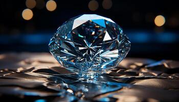 AI generated Shiny glass reflects bright gemstone, illuminating luxury generated by AI photo