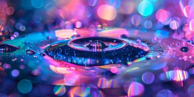 AI generated Close Up of a Water Drop in a Pool of Water photo