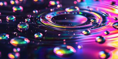 AI generated Close-up of Colorful Water Droplet photo