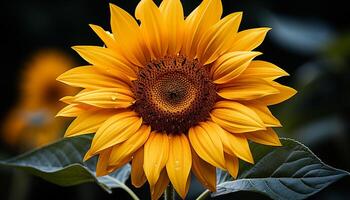 ai generado vibrante girasol florecer irradia belleza en naturaleza generado por ai foto