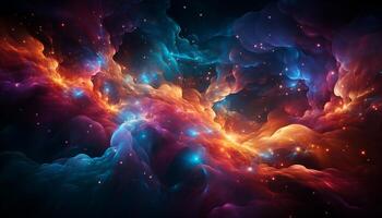 AI generated Exploding star field illuminates vibrant, glowing nebula generated by AI photo