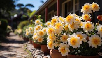 ai generado frescura de amarillo flor cabeza en naturaleza belleza generado por ai foto