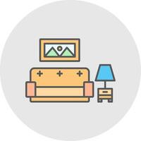 Living Room Line Filled Light Circle Icon vector