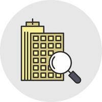 Search Apartment Line Filled Light Circle Icon vector