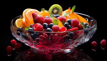 AI generated Freshness and vibrancy in a colorful fruit salad generated by AI photo