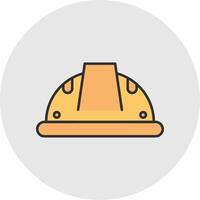 construcción casco línea lleno ligero circulo icono vector