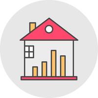 Real Estate Stats Line Filled Light Circle Icon vector