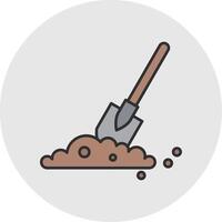 Shovel In Soil Line Filled Light Circle Icon vector