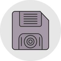 Floppy Disk Line Filled Light Circle Icon vector