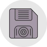 Floppy Disk Line Filled Light Circle Icon vector