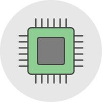 Circuit Board Line Filled Light Circle Icon vector