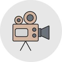 Video Camera Line Filled Light Circle Icon vector