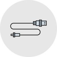 Usb Connector Line Filled Light Circle Icon vector