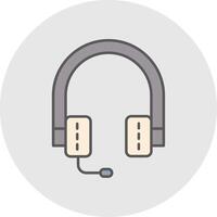 Headphones Line Filled Light Circle Icon vector