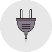 Power Plug Line Filled Light Circle Icon vector