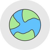 Earth Line Filled Light Circle Icon vector