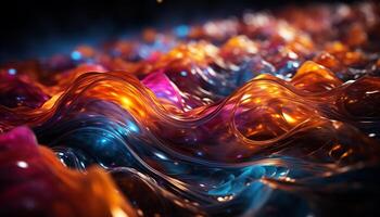 AI generated Abstract multi colored pattern, futuristic design, vibrant glowing wave generated by AI photo