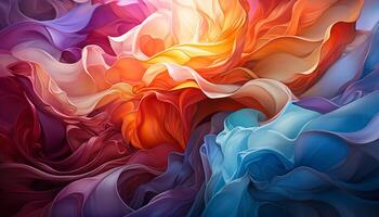 AI generated Abstract multi colored wave pattern on vibrant pink background generated by AI photo