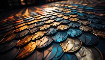 AI generated Abstract architecture with vibrant colors and shiny metal generated by AI photo