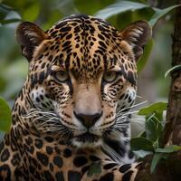 ai generado jaguares habitar selvas en México, central y sur americano. el jaguar es un grande felino especies nativo a el americas yo es el el tercero más largo grande gato en el mundo. foto