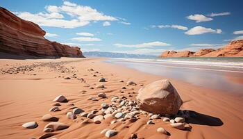 AI generated Sand dune eroded by wave, majestic coastline generated by AI photo