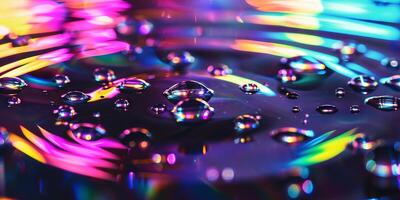 AI generated Close-up of Colorful Water Droplet photo