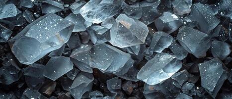 AI generated A close-up view of glass-like minerals, resembling ice or quartz photo