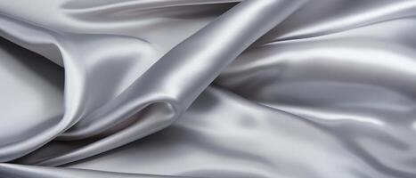 AI generated Silver silk fabric with a luxurious sheen and elegant waves photo