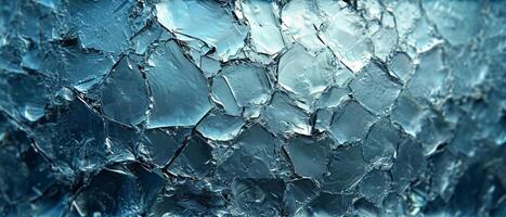 AI generated Close-up view of textured ice crystals with intricate patterns and a cool blue hue, showcasing the beauty of frozen water photo