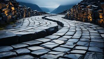 ai generado antiguo restos en montaña, naturaleza belleza en diseño generado por ai foto