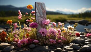 ai generado Fresco rosado flores florecer en el tranquilo prado generado por ai foto