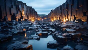 ai generado arruinado fábrica, naturaleza fuego, abandonado construcción industria generado por ai foto