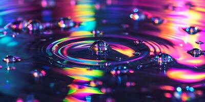 AI generated Close-up of Colorful Water Droplet photo