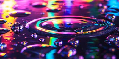 AI generated Close-up of Colorful Water Droplet photo
